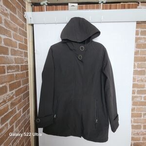 Hooded Black Women's Softshell Coat